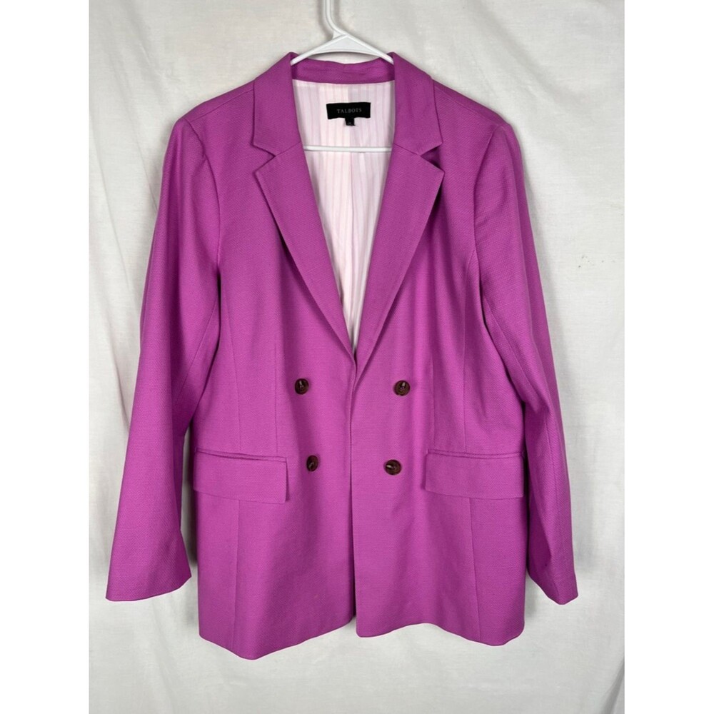 Talbots Lavender Pink Open Front Long Blazer Cardigan